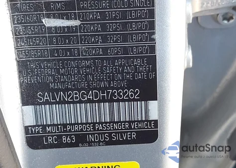 2013 Land Rover Range Rover Evoque Pure z USA, uszkodzony, nr VIN SALVN2BG4DH733262